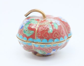 Vintage Cloisonné Apple Box, Miniature Cloisonné Box, ring Box, Oriental Art