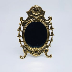 Vintage Brass Table Mirror,  Bedroom Mirror, Hollywood Regency Style Mirror, Vintage tabletop mirror,  brass mirror