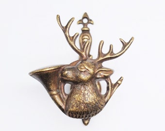 Vintage Solid Brass Deer Coat Rack, vintage wall hanger, wall hanger, wall hangers