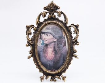 Vintage Baroque Solid Brass Picture Frame //// Vintage Photo Frame