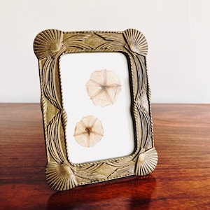 Portrait Brass Photo Frame, Vintage Metal Frame, Shell Frame