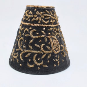 Vintage Handmade Beaded Lampshade, velvet lampshade