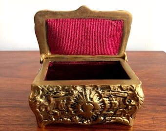 Vintage Solid Brass Ring Box, Brass Box, Vintage Metal Box, Jewelery Box