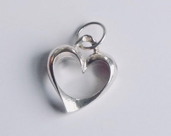 Vintage Sterling Silver Heart Pendant Charm, Heart Pendant, Sterling Silver Heart Pendant