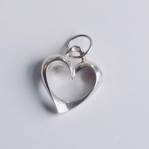 Vintage Sterling Silver Heart Pendant Charm, Heart Pendant, Sterling Silver Heart Pendant