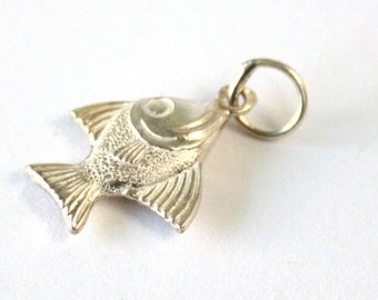 Vintage Sterling Silver Pendant Fish, Fish Charm, Fish Pendant, Silver Fish