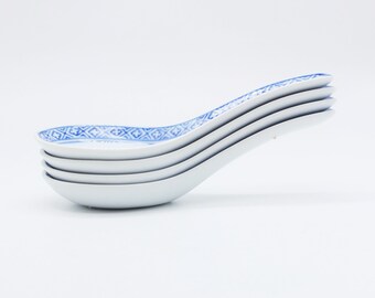 Japanese Ceramic Soup Spoons set of 2 Pink and White