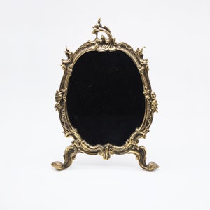 Vintage Brass Tabletop Mirror,  Bedroom or Entrance Mirror /// French Style, Vintage tabletop mirror,  brass mirror
