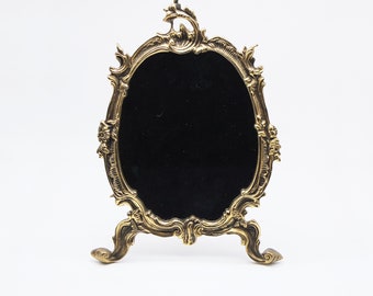 Vintage Brass Tabletop Mirror, vintage mirror
