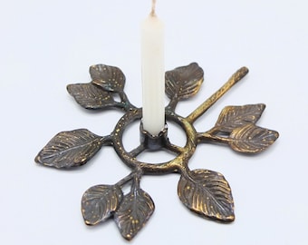 Vintage Brass Candleholder, Brass chamberstick, Candlestick - thin candles, candle holder