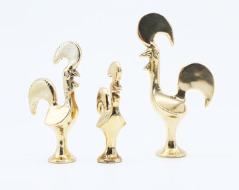 Set of Portuguese Vintage Brass Roosters