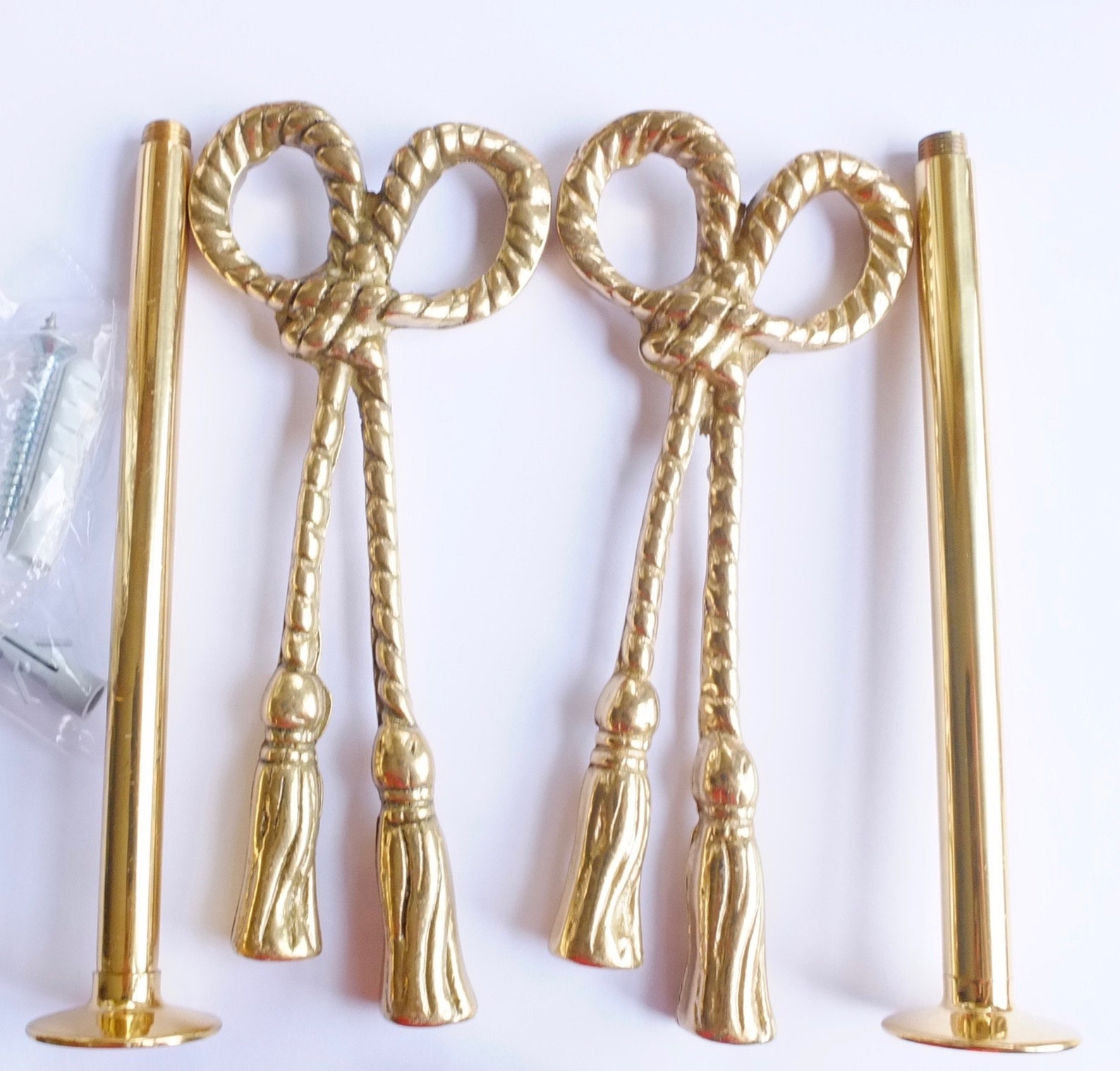 Vintage Brass Curtain Holders Tie Backs Gold Metal Ornate Etsy