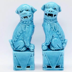 Vintage Porcelain Foo Dogs, Foo Dogs Figurines