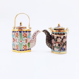 Cloisonné Miniature Teapot, teapot collection, dollhouse teapot, miniature teapot