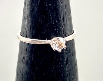 Vintage handmade ring, solitaire ring, sterling silver ring 5 1/2 US size