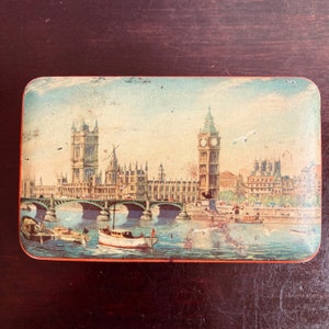 Vintage London Tin Box, English Tin Box, cigar box