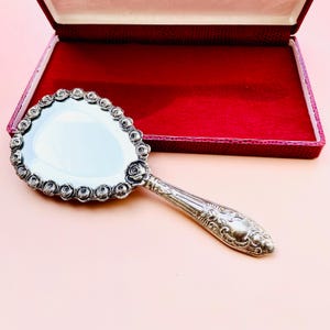 Vintage hand mirror, Sterling silver mirror