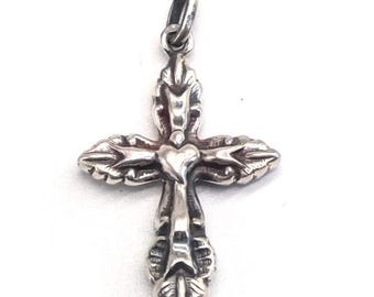 Vintage Sterling Silver Crucifix Pendant, Handmade Crucifix Pendant