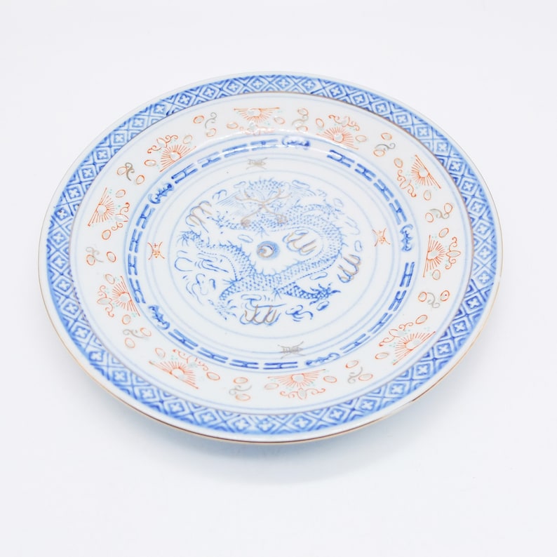 Antique SET Oriental Porcelain Soup Bowl Plate Spoon Etsy