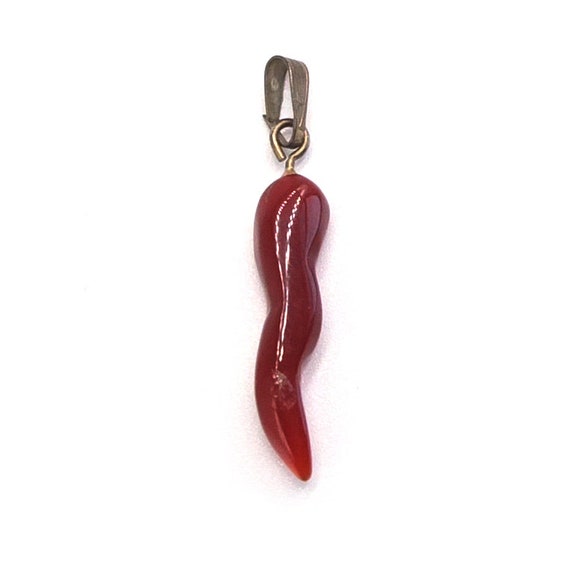 Vintage Jaspe Stone Lucky Charm, horn charm, horn pendant, gemstone pendant