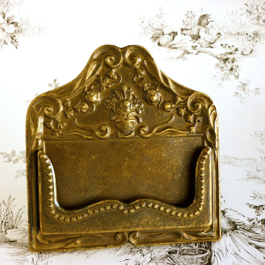 Vintage Brass Card Holder, Vintage Card Holder, Bussiness Supply, Metal