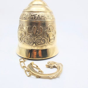 BIG SIZE Vintage Bell, Wall Hanging Bell, Wall Bell, Tarnished Brass, Brass Door Bell, engraved bell