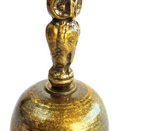 Vintage Owl Brass Table Dinner Bell, vintage metal bell