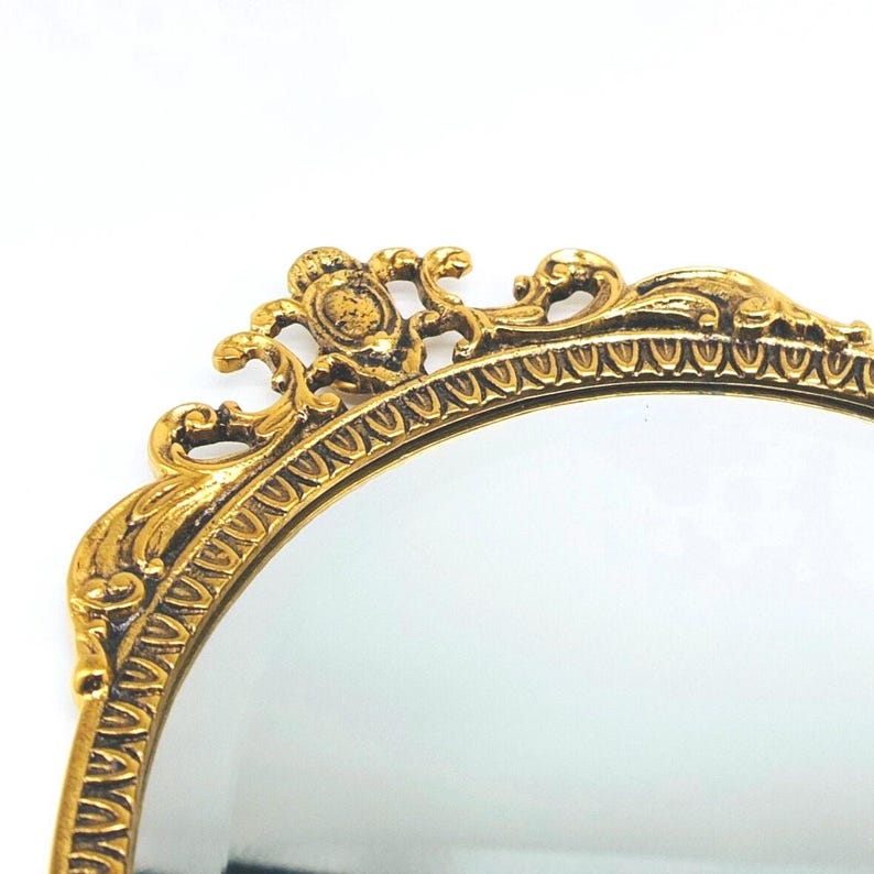 Vintage Brass Wall Mirror, Wall Mirror, Bedroom Mirror, Metal Mirror, Metal Wall Mirror, Oval Mirror, Entrance Mirror image 1