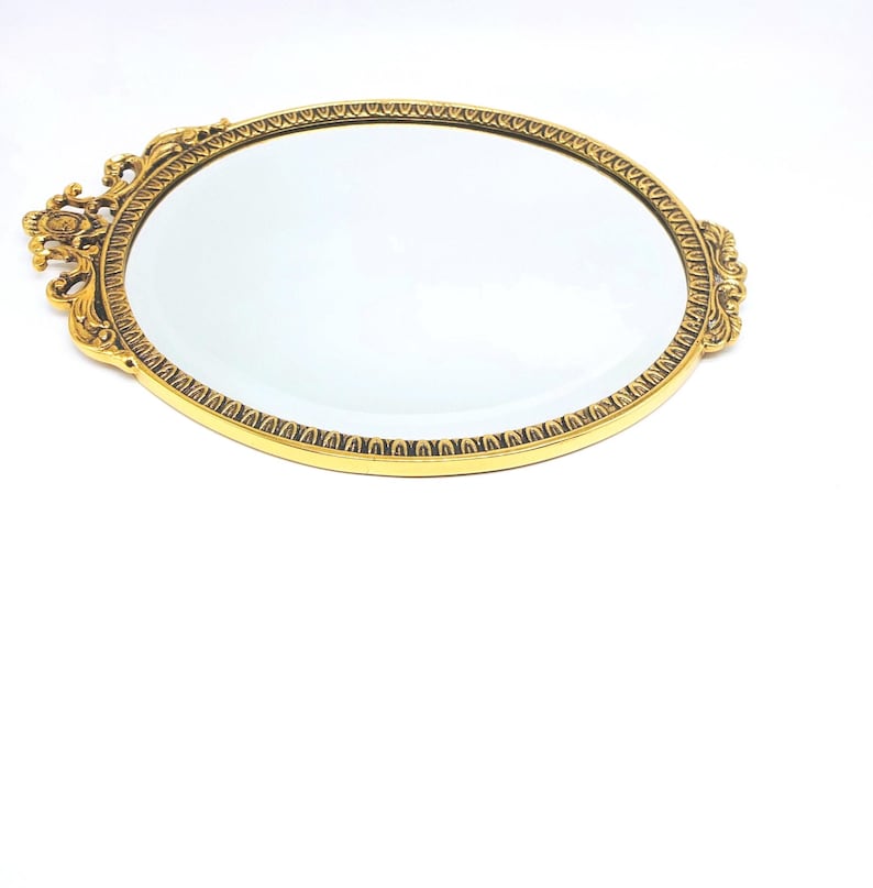 Vintage Brass Wall Mirror, Wall Mirror, Bedroom Mirror, Metal Mirror, Metal Wall Mirror, Oval Mirror, Entrance Mirror image 4