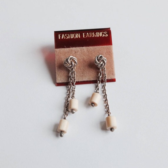 Vintage Sterling Silver Knot Earrings,  80s earri… - image 1