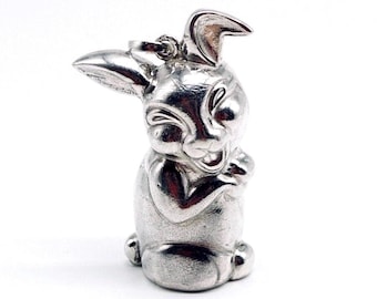 Vintage 925 Sterling Silver Rabbit Pendant, 80s Charm