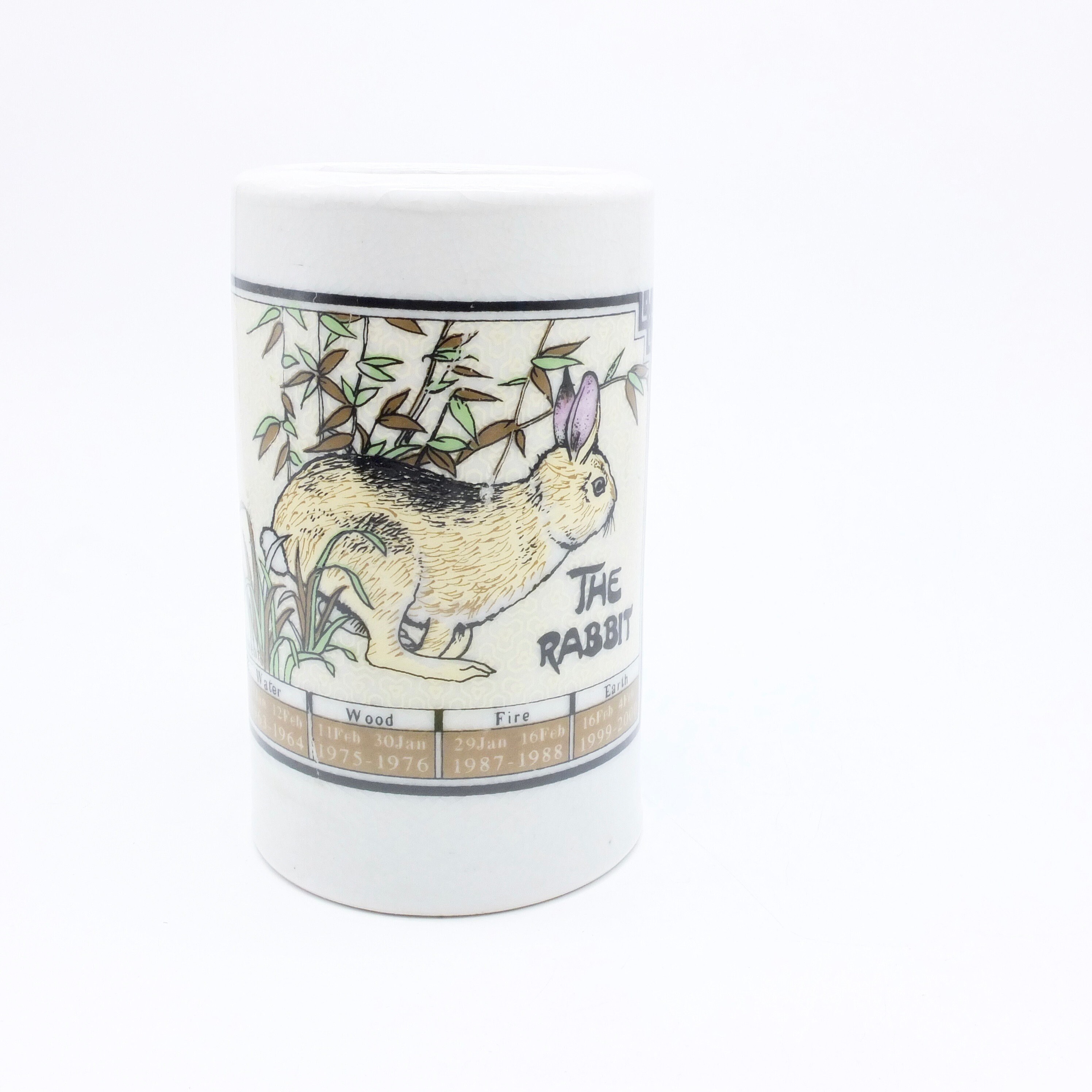 porte-crayon en céramique chinoise vintage, image du zodiaque chinois de lapin, porcelaine chinoise, orientale, lapin vintage