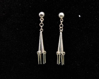 Vintage Sterling Silver Earrings, Portuguese sterling silver earrings, vintage long earrings