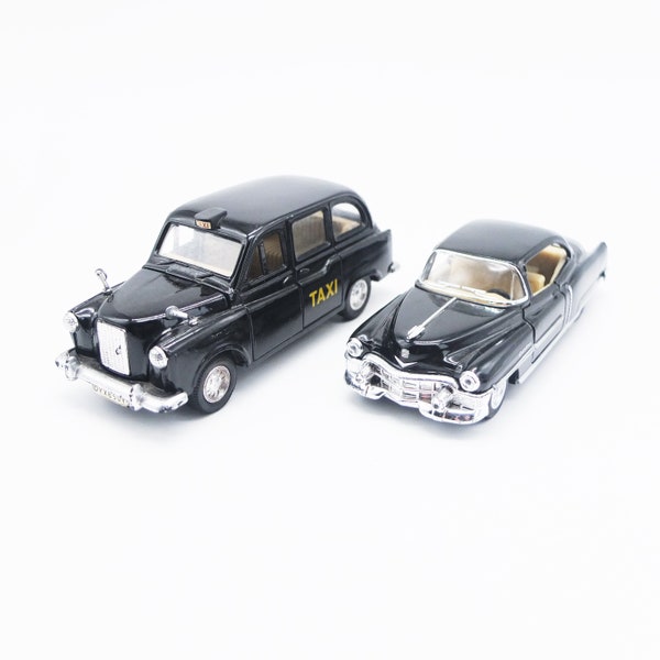 Vintage Set of Black Cars, Toy Car, Collection toys, Vintage taxi cab, cab car