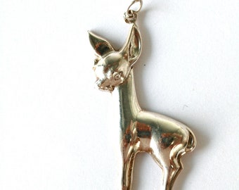 Vintage Sterling Silver Deer Baby Pendant, Deer Pendant, Bambi pendant