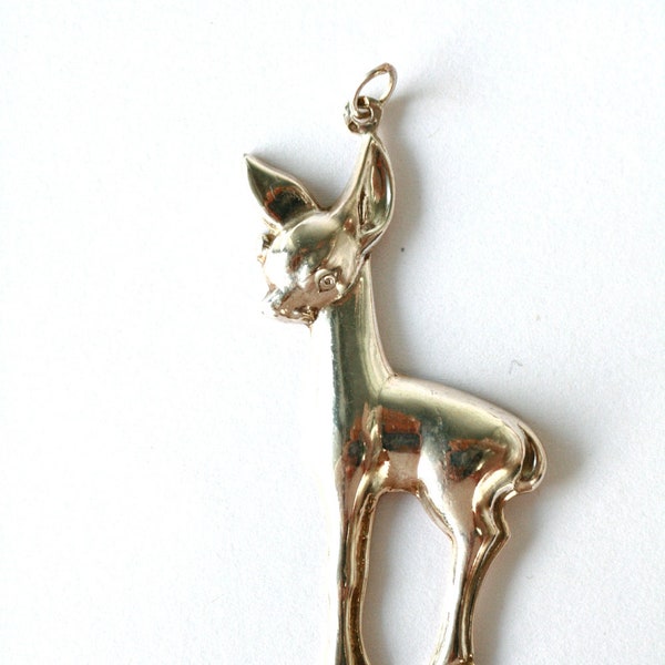 Pendentif bébé cerf en argent sterling vintage, pendentif cerf, pendentif Bambi