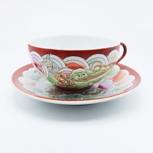 Vintage Hand painted  Chinese Porcelain China Tea cup and sauce, collectible porcelain tea cup