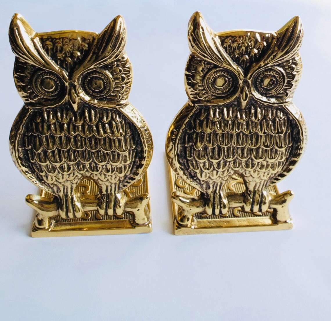 Vintage Pair of Brass Owl Bookends Brass Bookend Etsy