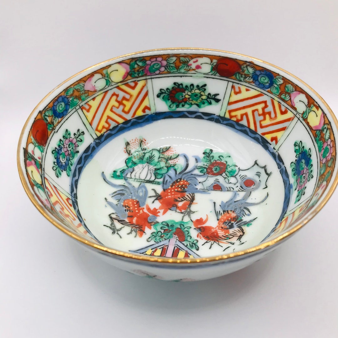 Vintage Chinese Soup Bowl, Oriental Porcelain, Vintage Soup Bowl