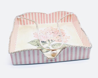 porte-serviette hortensia vintage, table florale, porte-serviette floral