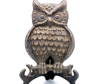 Vintage Brass Owl Key Holder - Necklace Display