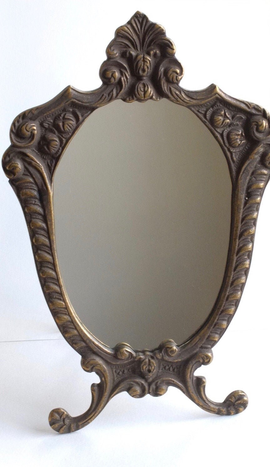 Miroir De Table En Laiton Vintage, Miroir Chambre À Coucher Ou D'entrée, Laiton, Dressing