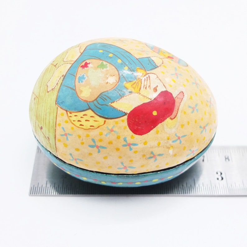 Antique Hand painted Egg Box, Easter Egg, Bunny Egg, Bunny Figurine image 9