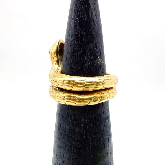 Vintage Gold Plated Sterling Silver Snake Ring, g… - image 7