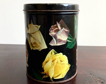 Vintage Roses Tin Box, Vintage tin tea box