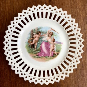 Antique Bone China Plate, Handpainted plate