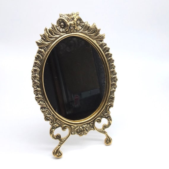 Vintage Owl Tabletop Brass Mirror, Vintage Miror, Vintage Brass Mirror,  Piece for a Last Time, Tabletop Mirror, Metal Mirror, Bedroom Mirror 