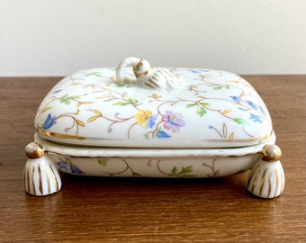 Caja de joyería vintage portuguesa, porcelana Vista Alegre, caja de joyería de porcelana, caja de anillos