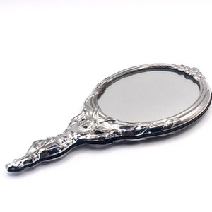 Vintage dressing sterling silver table mirror, sterling silver mirror, angel mirror, baby gift, hand mirror