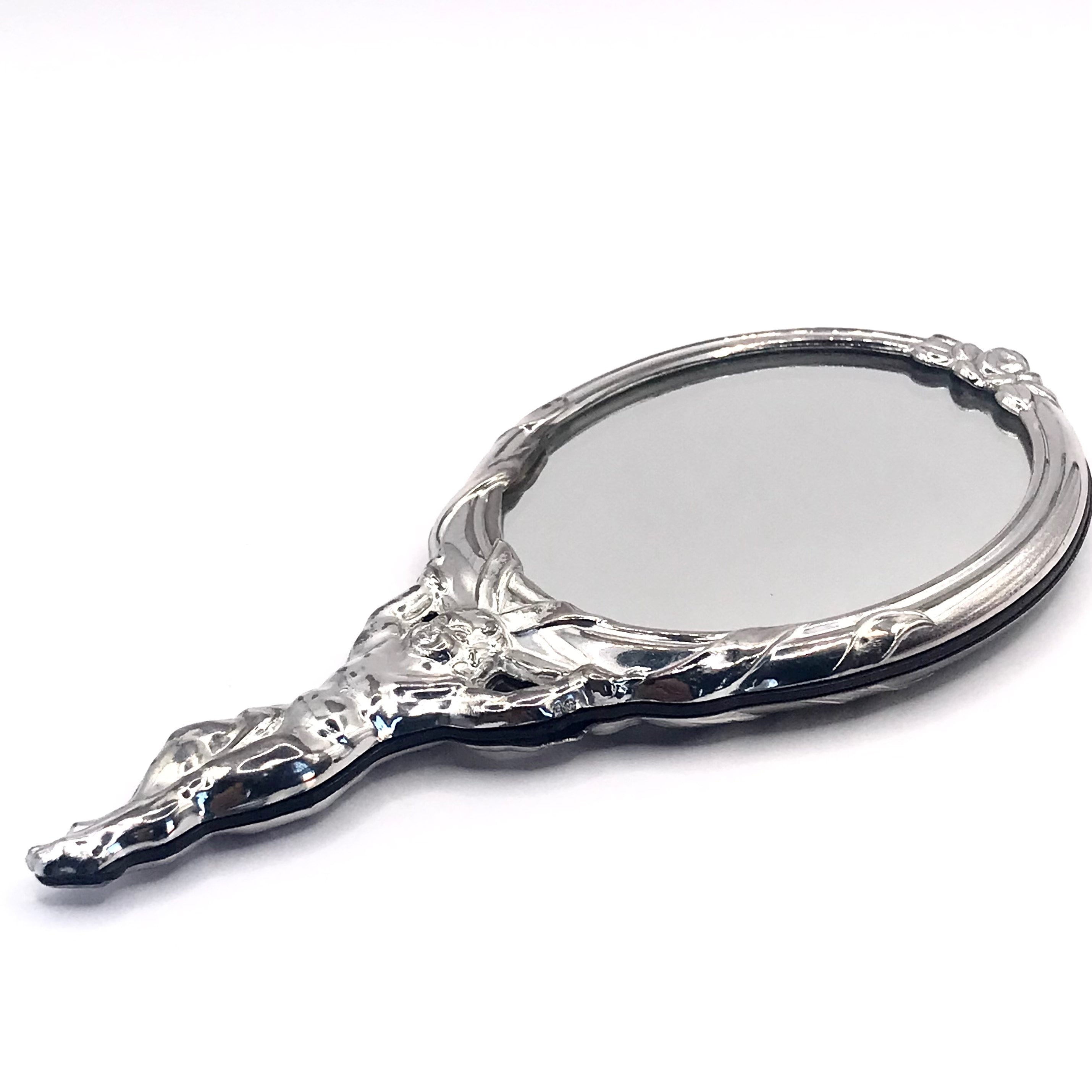 silver dressing table hand mirror Silver Vanity Set, Ornate Hand Mirror, Comb & Compact Mirror, Vintage Style Dressing Table Decor